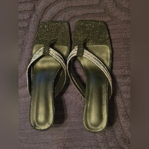 Elegant Black and Silver Women's Sandals